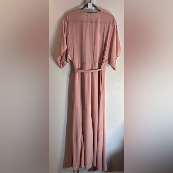 REFORMATION Sz L Blush Winslow Dolman Kimono Sleeve Crepe Wrap Maxi Dress NEW - Picture 6 of 16